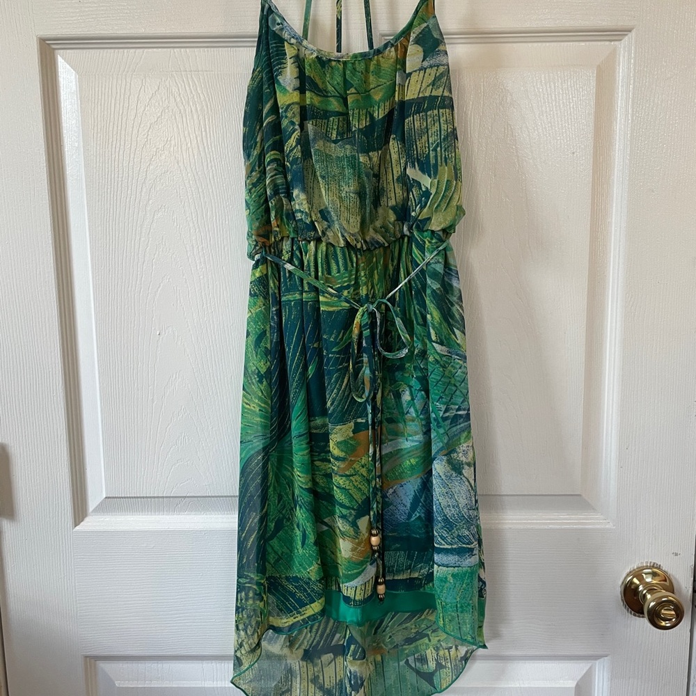 Abstract strappy sundress with bead detail